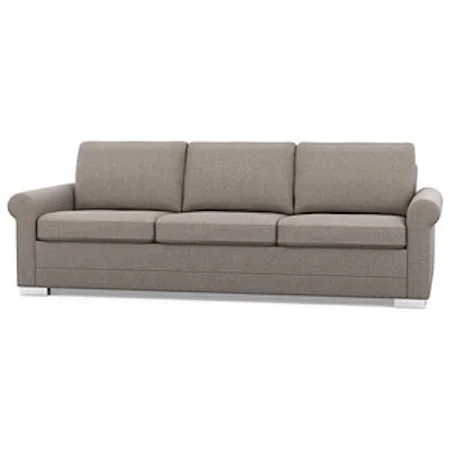 Contemporary Sofa with Rolled Arms and Low Legs